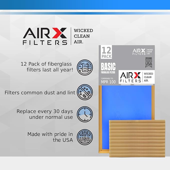 22x22x1 Air Filter Comparable to MPR 100 Basic Economy Furnace Filters