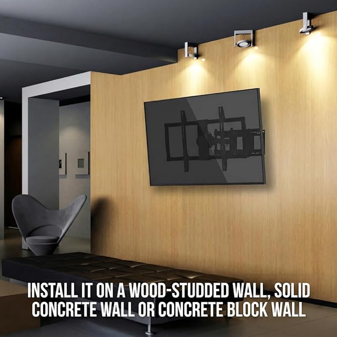 HumanCentric Heavy Duty Full Motion TV Wall Mount for 75-100" TVs, 176lb Capacity, 15° Tilt, 45° Swivel, 24" Extension, Max VESA 900x600mm, Flat or Curved, for Wood or Concrete, Hardware Included