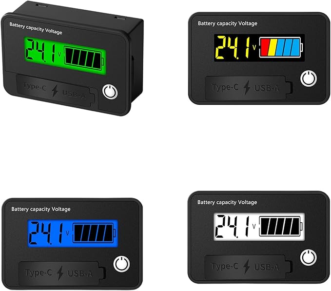 MOAIYU DC8-30V Electricity Meter Digital LCD Display Car Battery Charging Levels Indicators Leads Acid Lithium Voltmeter