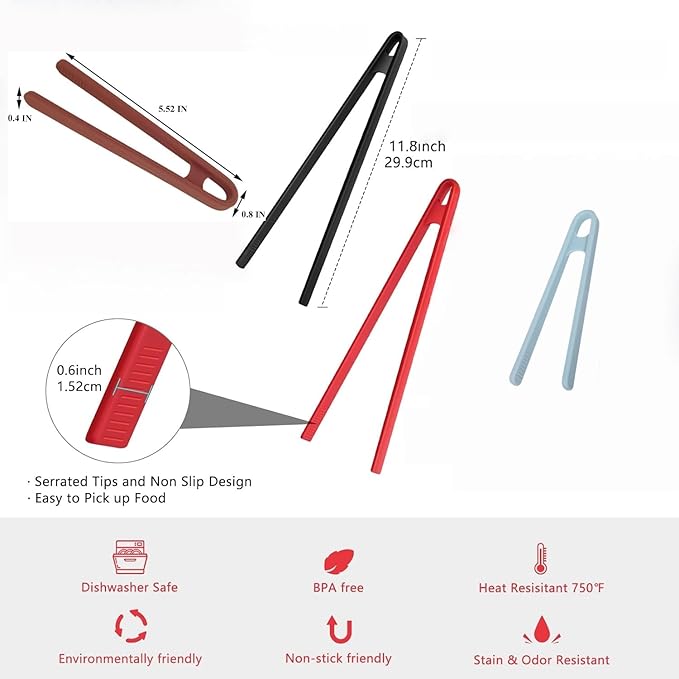 4 Pcs Silicone Trivet Tongs for Cooking,11.8 In and 5.51In