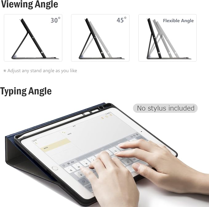Antbox Case for iPad 9th Generation/iPad 8th/7th Generation 10.2'' Black | Built-in Pencil Holder Vegan Leather Auto Sleep/Wake