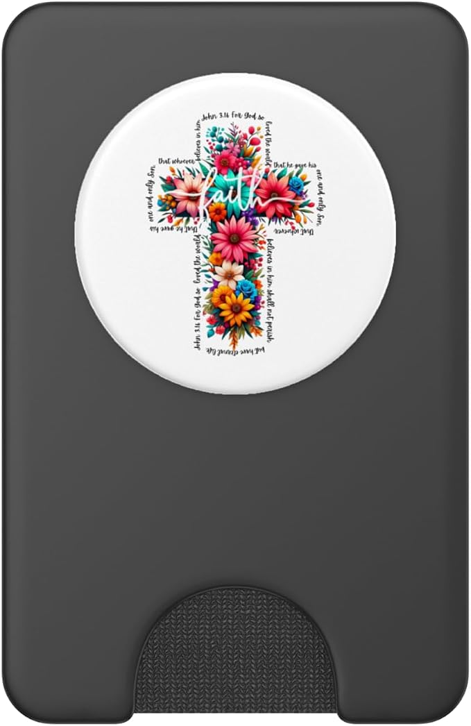 JOHN 3:16 Floral Faith Cross Jesus Christian Religious PopSockets Adhesive PopGrip