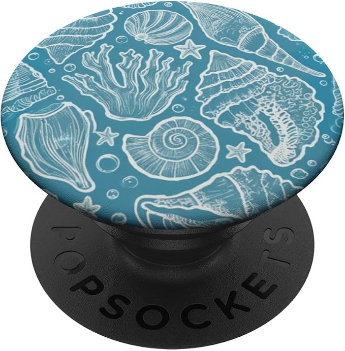 Aqua Seashell Coral Pattern PopSockets PopGrip for MagSafe