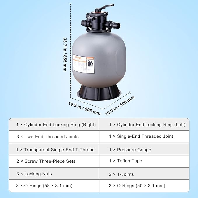 VEVOR 22 Inch Sand Filter, Above Inground Swimming Pool Sand System