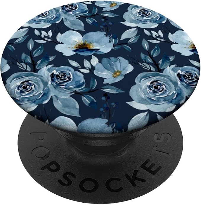 Blue Watercolor Flower Pattern PopSockets Adhesive PopGrip