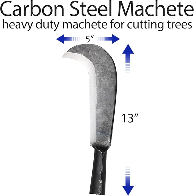 Sickle Garden Tool, Steel Billhook Machete Knife for Cutting Trees Heavy Duty, Hand Grass Weeding Sickle Knife with Wooden Handle for Yard Work