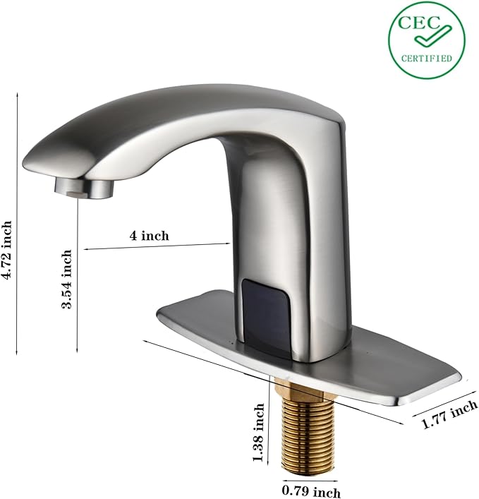 HALO Automatic Commercial Sensor Grifo Touchless Bathroom Faucet with Hole Cover Deck Plate Motion Activated Hands Free Vessel Sink Robinet Brushed Nickel