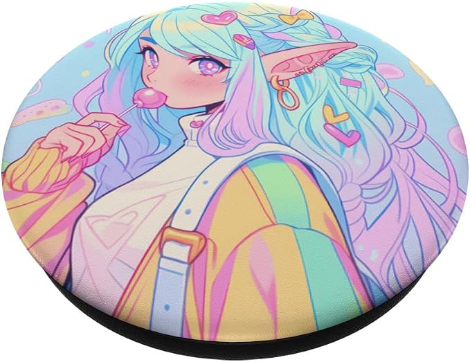 Anime Girl Pastel Kawaii Waifu Elves Girl PopSockets PopGrip for MagSafe