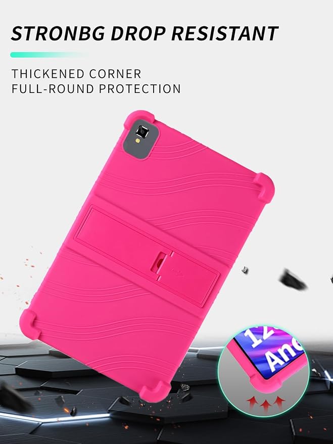Case for YLEEBG TAB10 10 inch Android 14 TabletsWUNIAK Hollow Back DesignHeat Dissipation Shockproof Lightweight Adjustable Kickstand Silicone Shell&ampKids Friendly Soft CaseBlack