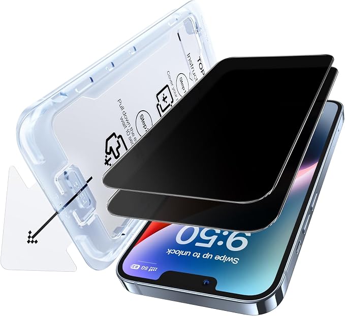 SMARTDEVIL 2 Pack Privacy Screen Protector for iPhone 14 Anti-Spy Tempered Glass 9H Hardness Scratch Resistant Easy Installation Bubble Free Case Friendly