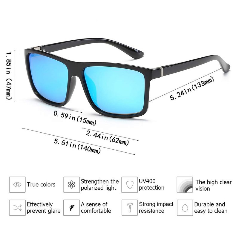 Polarized Sunglasses for Men Driving Mens Sunglasses Rectangular Vintage Sun Glasses for Men/Women Blue