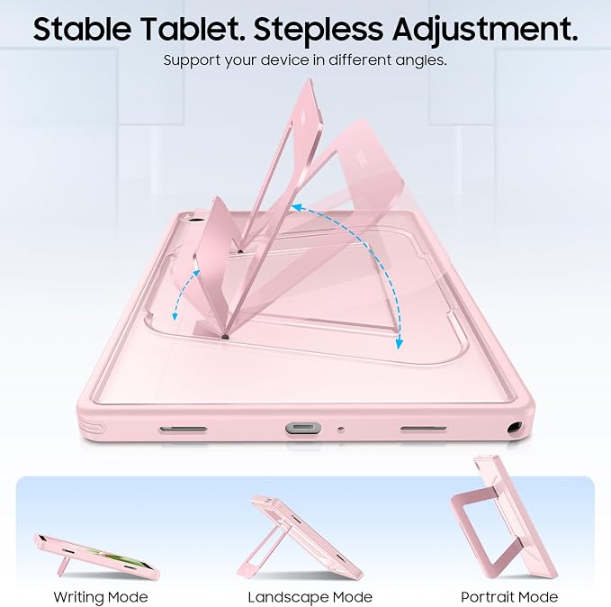 Fintie Multi-Angle Kickstand Case for Samsung Tab A11+/A9+ 11 in Black | Dual-Axis Aluminum Stand PC &amp TPU Protection Slim Frosted Hard Cover with Anti-Scratch Surface Stable Viewing Angles