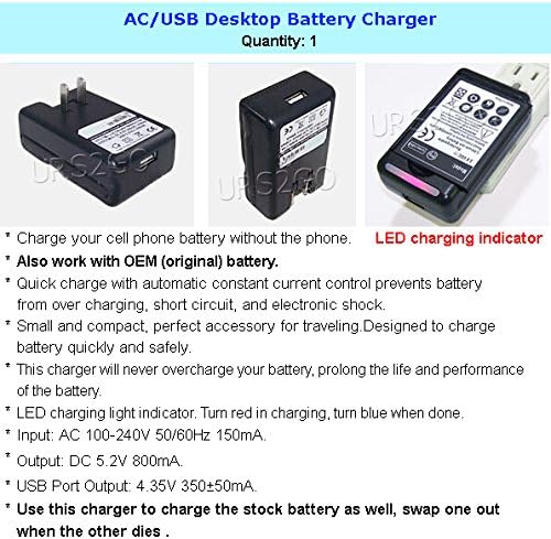 100% New Special Compact Travel Dock Wall USB/AC Extra Battery Charger Compatible with Samsung Galaxy Grand Prime G530 G530A G530T G530P Smartphone