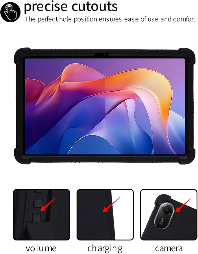 for Xiaomi Redmi Pad 2 Tablet 11 inch Tablet CaseBOVUGAC Soft Silicone Adjustable Stand Shockproof Kids Friendly for Redmi Pad 2 11 Tablet(Black)