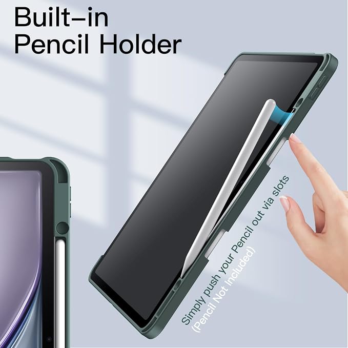 JETech Case for iPad Air 13-Inch M4/M3/M2 (2026/2025/2024) with Pencil Holder Clear Transparent Back Shell Slim Stand Shockproof Tablet Cover Auto Wake/Sleep (Black)