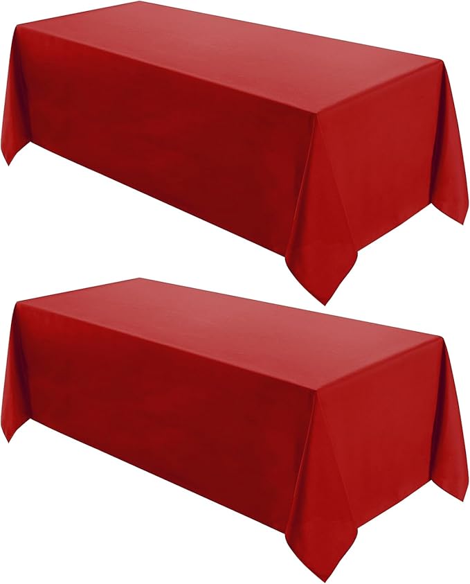 VidaFete 2 Pack 90 * 132inch Rectangle Table Cloth Polyester, Stain Wrinkle Resistant Polyester Dining Table Cover for Kitchen Dinning Party Wedding Rectangular Table Buffet Decoration(Red)