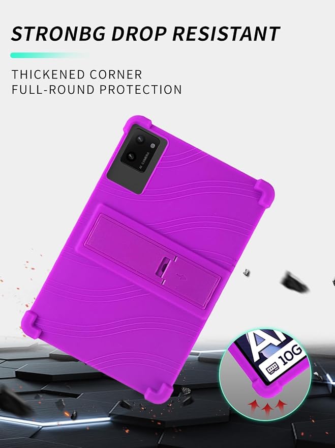 Case for DigiLand-S10 10.1 Android 14 Tablets，WUNIAK Shock Proof Lightweight Stand Rubber Shell Protective CoverKids Friendly Soft Silicone Adjustable Stand CoverBlack