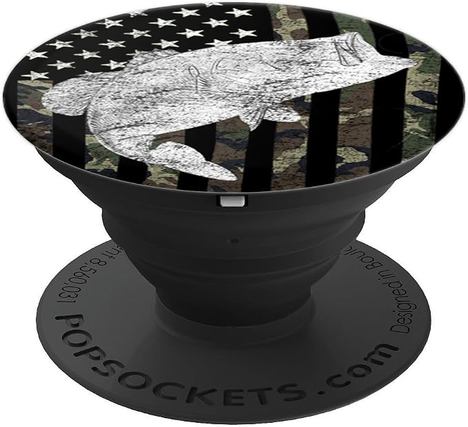 Bass Fishing Camouflage Flag PopSockets Adhesive PopGrip