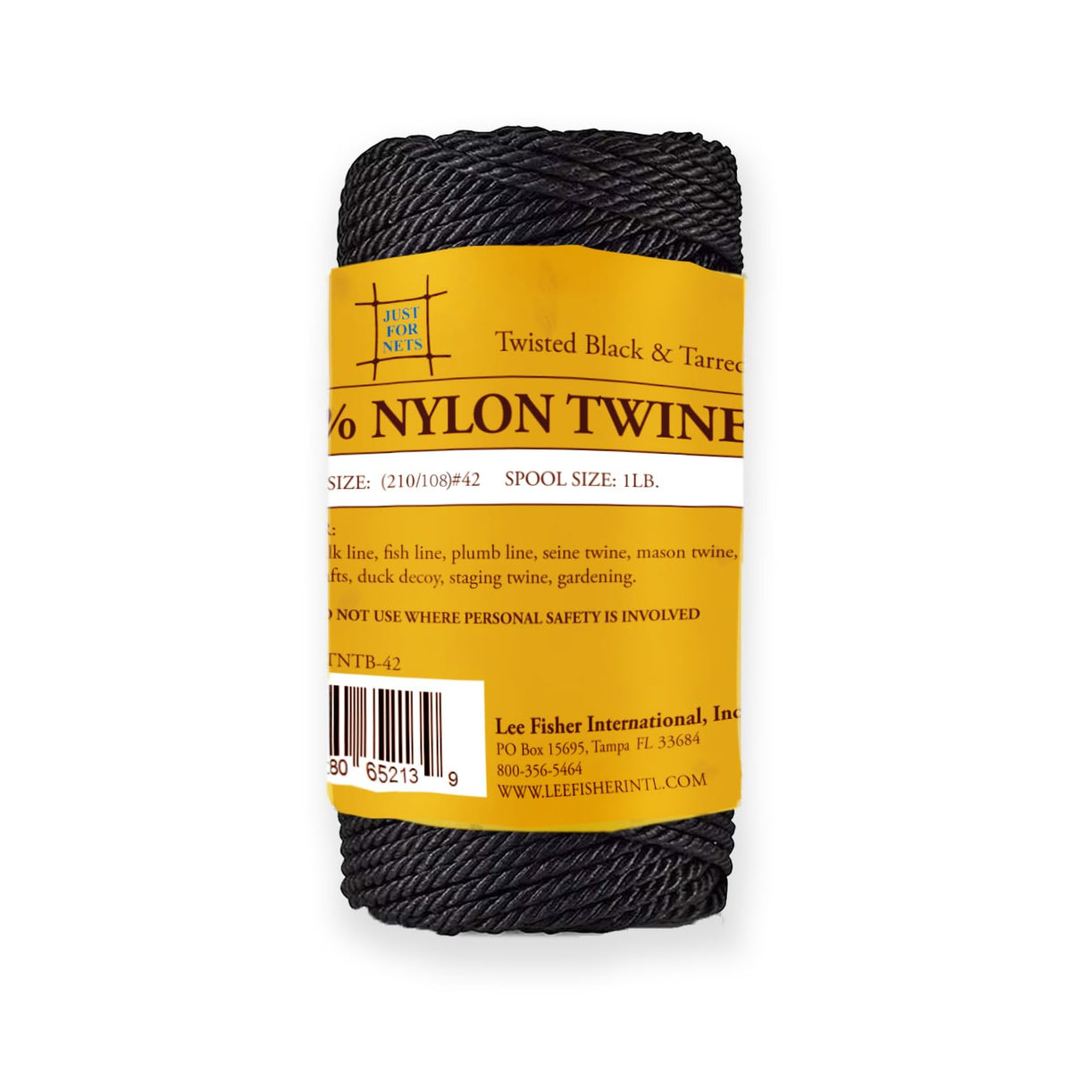 Just For Nets Twisted Tarred Nylon Bank Line Twine, Black, 1lb Spool - Heavy Duty String for Net Repair, Camping, Trot Line Fishing, Bushcraft Cordage (#42-1lb Spool)