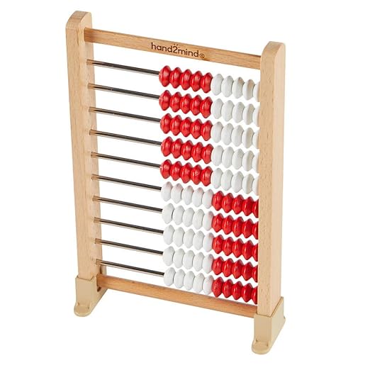 hand2mind Mini 100-Bead Wooden Rekenrek Abacus, Abacus for Kids Math, Wooden Counting Math Manipulatives, Bead Counters for Kids Math, Learn Counting and Numbers, Homeschool Supplies (Set of 1)