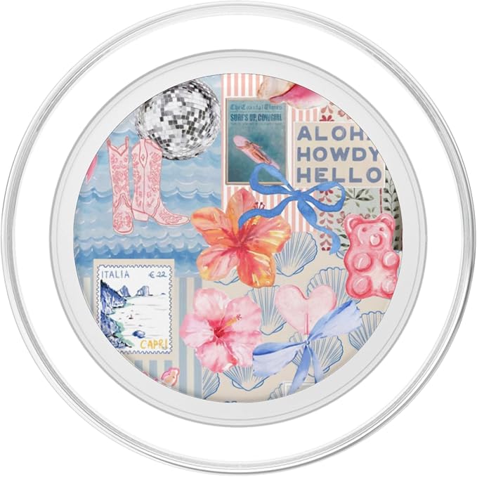 Beachy Blue Coquette Collage Cute Seashell Coastal Summer PopSockets PopWallet for MagSafe