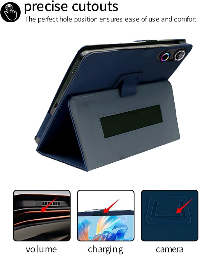 for ROWT A10 Android 10 inch Tablet CaseFolding Stand Protective Cover with Pencil Holder and Wrist StrapFull Protection Premium PU Scratch Resistant(Black)