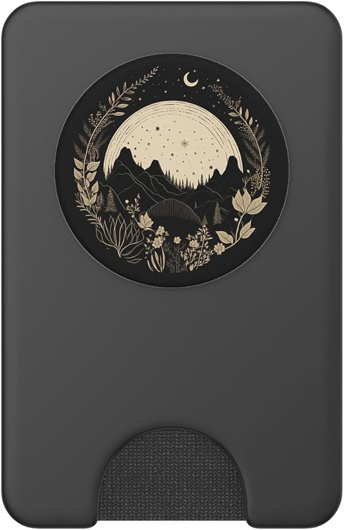 Boho Chic Floral Forest Nature Mountain Moon Hiking Camping PopSockets Adhesive PopGrip