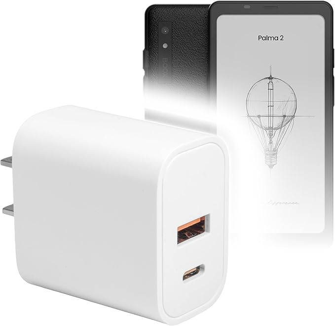 BoxWave Charger Compatible with Boox Palma 2 - PD miniCube (20W) 20W PD USB Type-C Wall Charger - Winter White