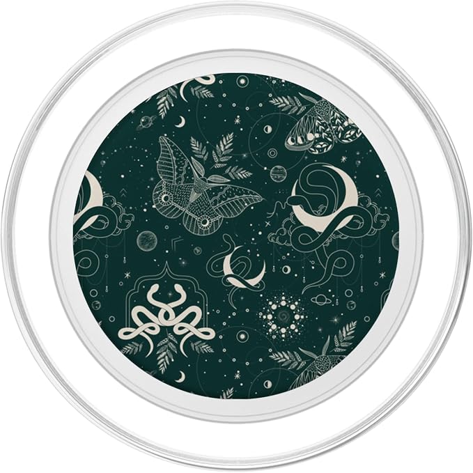 Dark Green Mystical Witchcore Celestial Night Moth &amp Snake PopSockets Adhesive PopGrip