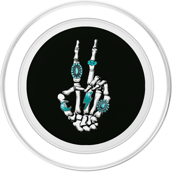 Skeleton Turquoise Hand Western Vibes Rodeo Cowboy Cowgirl PopSockets Standard PopGrip