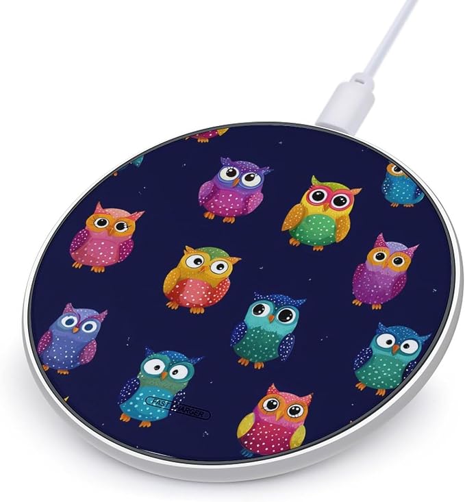Colorful Owl Wireless Charger Portable Charging Pad | LightweightAll Smartphone