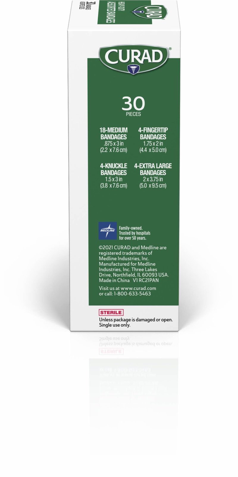 Curad Extra-Long Heavy-Duty Bandages, Assorted Sizes, 30 Count, 1 Box