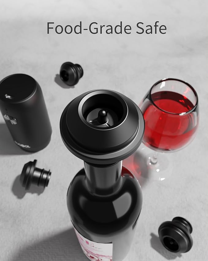 Wine Saver & Wine Vacuum Pump with 4 Reusable Wine Bottle Stoppers