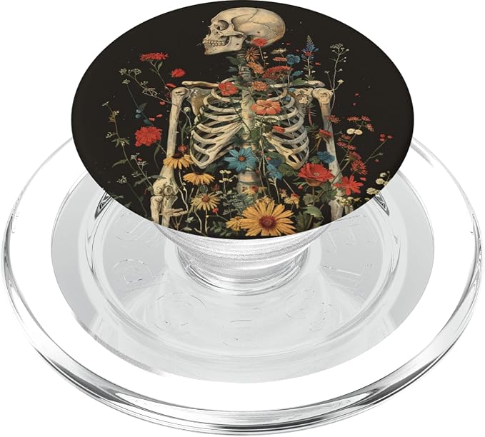 Skeleton Skull Dark Nu Goth Pastel Goth Aesthetic Flower PopSockets Adhesive PopGrip