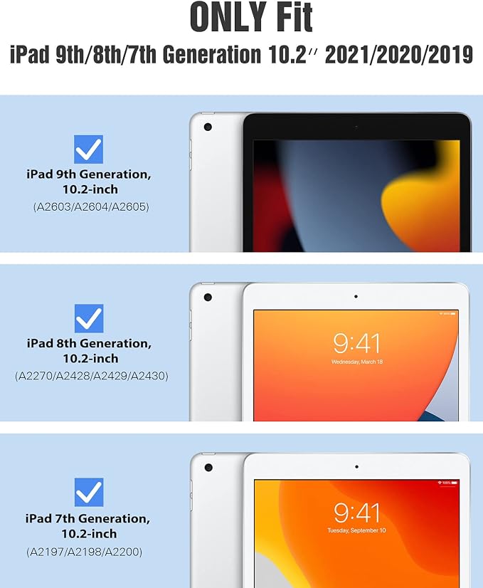 TiMOVO Case for iPad 9th/8th/7th Generation 10.2 inch Black | Pencil Holder Slim Trifold Stand Protective Cover Clear Transparent Back Shell Auto Wake/Sleep