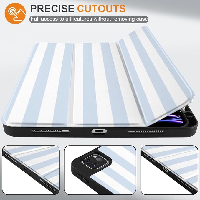 Case for iPad Pro 12.9 inch 6th Generation 2022 Built-in Pencil Holder + Trifold Stand + Auto Wake/Sleep + Protective Cover for iPad Pro 12.9 5th/4th/3rd Gen- Bear