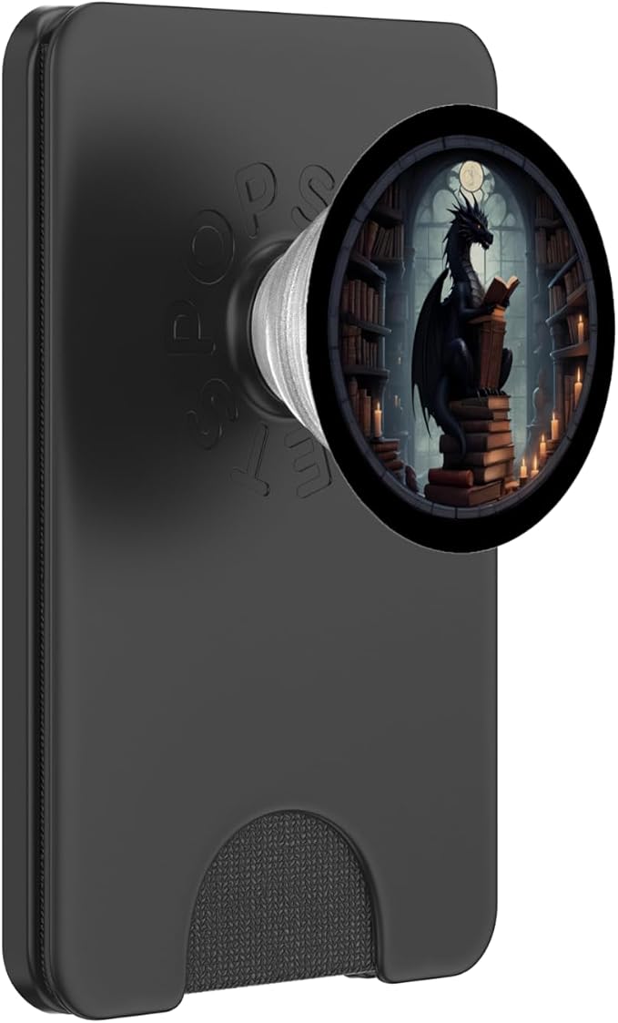 Librarian Dragon Gothic Goth Book Reading Lover PopSockets Adhesive PopGrip