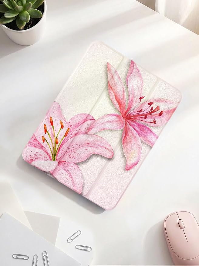 Case for iPad 9th/ 8th/ 7th Generation Case 10.2&amp10.5 Inch (2021/2020/2019 Release) Slim Lightweight Soft Trifold Back Cover with Pencil Holder &amp Auto Sleep/Wake Cover Cherries Cheetah Bows
