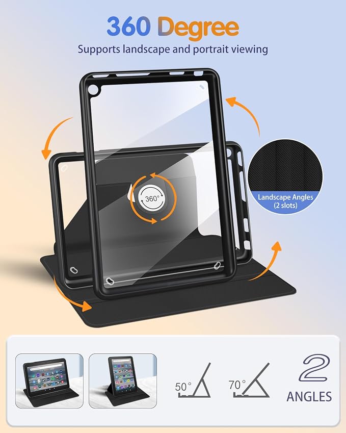Kidcube for Amazon Kindle Fire 7 Tablet Case 12th Generation 2022 Release for Women Girls Boys Cute Folio Cover Sun Moon Star Design Rotating Stand with Auto Wake/Sleep Teen for Kindle Fire 7 Cases 7