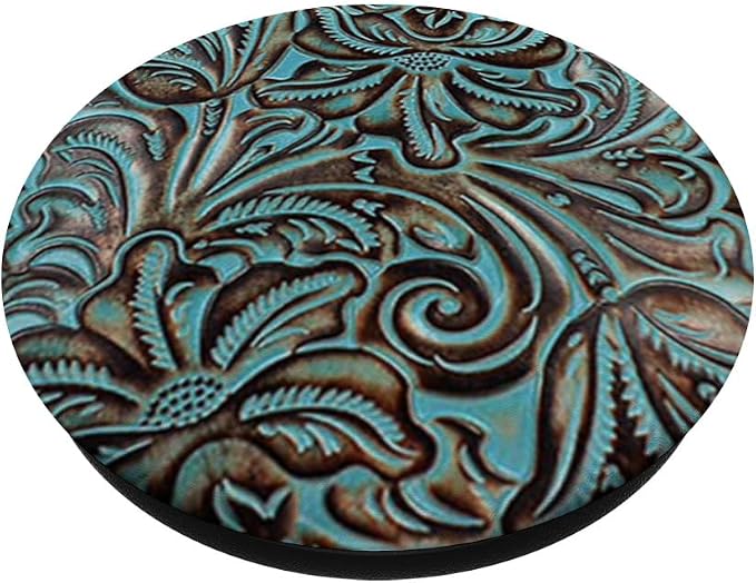 Western Turquoise Tooled Print PopSockets Adhesive PopGrip