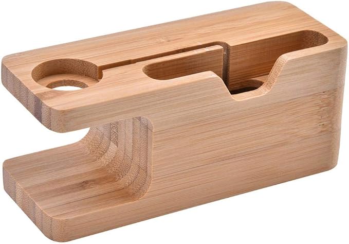 Bamboo Cell phone Charging Station Dock Wood Charging Station Wooden Phone Stand for &amp