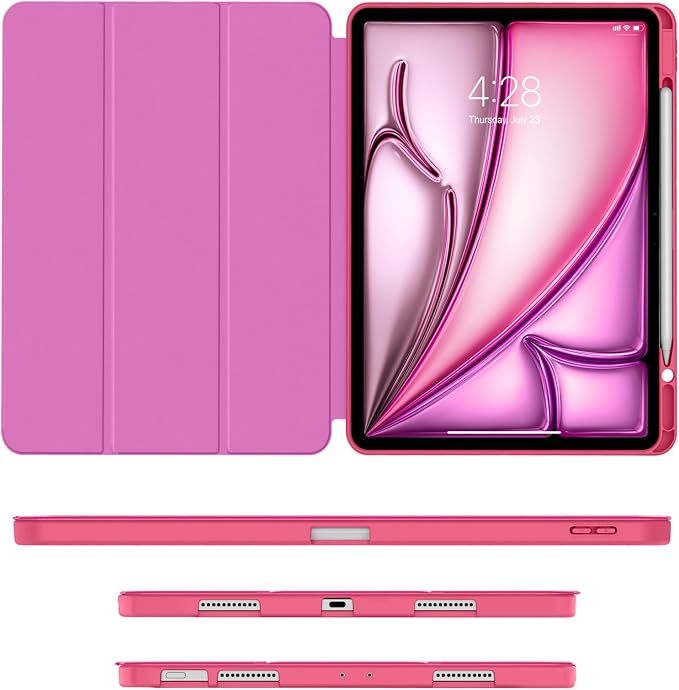 Soke Case for iPad Air 13 Inch (M4/M3/M22026-2024) iPad Pro 12.9 6th/5th Generation with Pencil Holder(2021 2022 Release)-[Apple Pencil Charging + Auto Wake/Sleep] Soft Back Cover Book Black