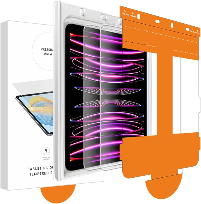 2 Pack iPad screen protector Tempered Glass with Application Tray Screen Protector for iPad A16 2025 11th/10th Generation 2022 (11-In/10.9) Touch Sensitive Scratch Resistant Easy to Install