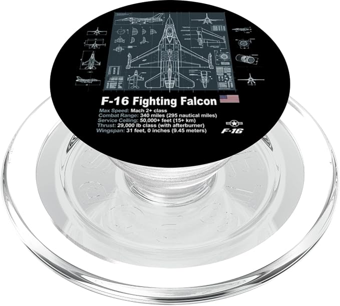 F-16 Blueprint Technical Schematic Aviation PopSockets PopWallet for MagSafe