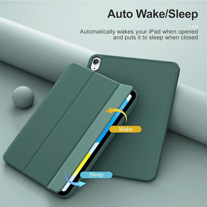 for iPad (A16) 11th Generation Case 11 Inch 2025 Black | for iPad 10th Generation Case 10.9 Inch 2022 with Pencil Holder Smart Trifold Stand Slim Protective Cover Auto Wake/Sleep