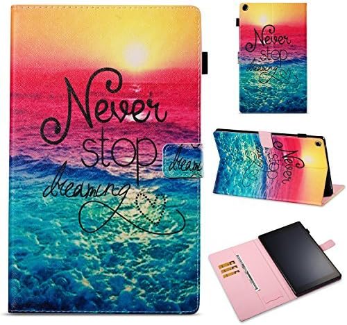 All-New Fire HD 10 2017 Case MonsDirect Slim Leather Kickstand Cover Case with Auto Wake Sleep for All-New Fire HD 10 Tablet 10.1 Inch (7th Generation 2017 Release)01 Never Stop Dreaming