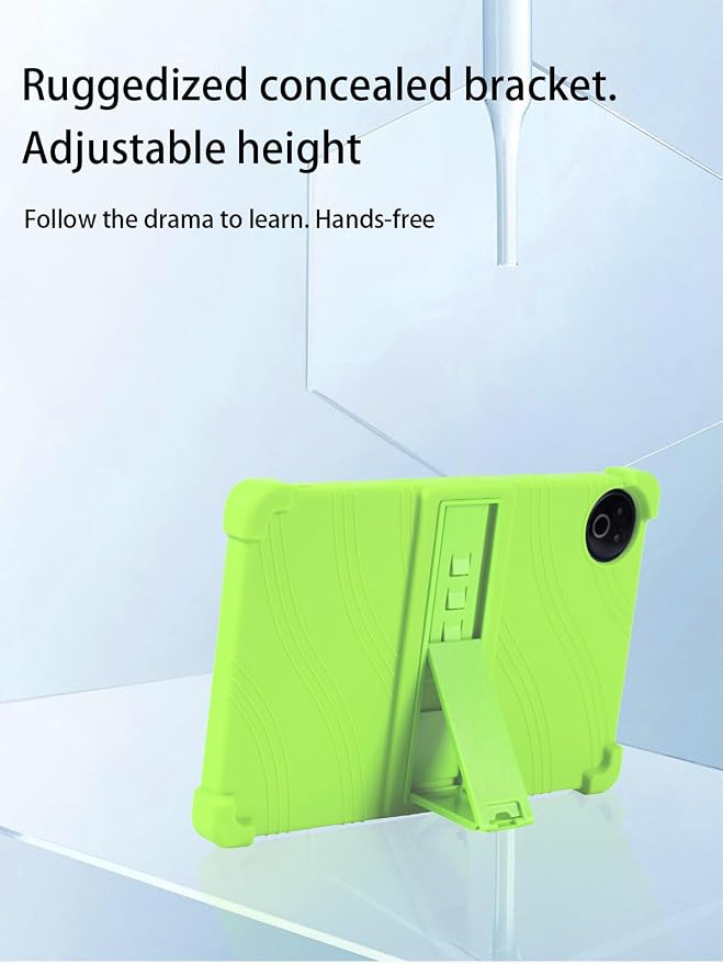 for Evermyth 10 Inch Android 15 OS GMS Certified Tablets CaseUYRUREL Soft Silicone Adjustable Stand Cover Lightweight Kids FriendlyBlack.
