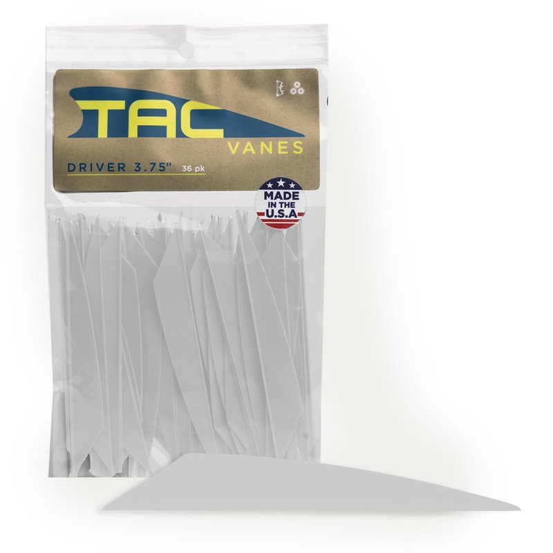 TAC Vanes 3.75" Driver Arrow Vanes | Archery Fletching for Compound & Crossbow | Durable, Lightweight, High Accuracy, White 36 Pack