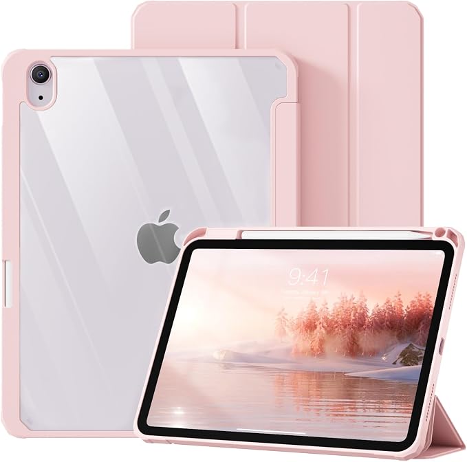 Clear Case for iPad Air 11 Inch M4 2026/M3 2025/M2 2024 Black | for iPad Air 5th/4th Generation 10.9 Inch 2022/2020 Clear Hard Back Tablet Cover with Pencil Holder Slim Auto Wake/Sleep