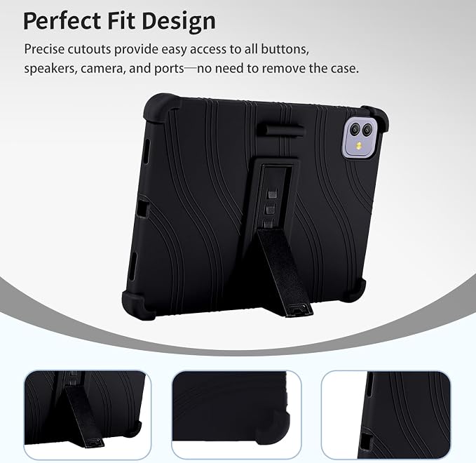 Case for Blackview Link 8 12.7-Inch Tablet – Shockproof Silicone Protective Cover with Kickstand Drop-Resistant Business Style (Black)